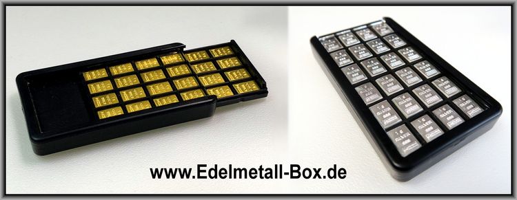 Edelmetall-Box für 1g Tafelbarren Stücke